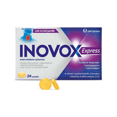 Inovox Express – Honey & Lemon, 24 Lozenges