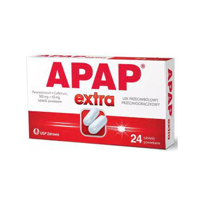 APAP Extra 500 mg + 65 mg 24 Film Coated Tablets