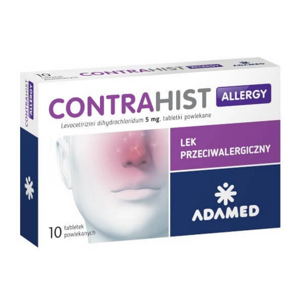 contrahist allergy 5mg 10 tabl Контрахист Аллерджи – препарат, предназначенный для лечения аллергического ринита и крапивницы.