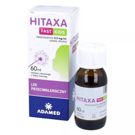 Hitaxa Fast Kids is an antiallergic solution for oral administration that does not cause drowsiness in children over 2 years of age.