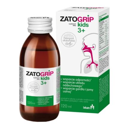 It contains standardized plant extracts, zinc, and vitamins C and D, which support the immune system and the health of the respiratory tract, throat, and oral cavity.